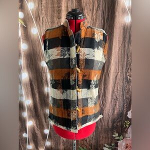 Doble side Plaid Patchwork Vest with Button Details #6